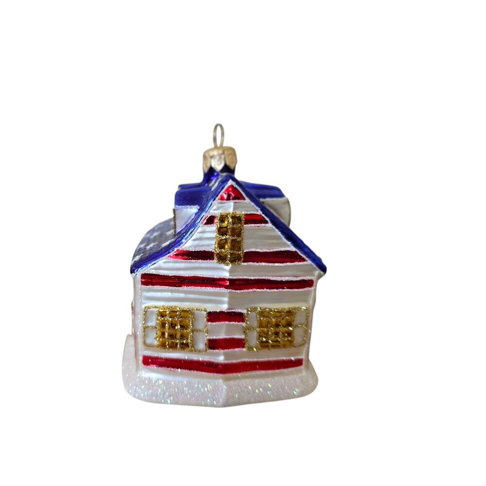 Vintage Hand Blown Glass Glitter Patriotic Home Christmas Ornament 2004 - Picture 4 of 6